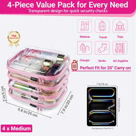 YQBRAO Clear Hard Shell Zipper Case showing interior organization