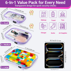 YQBRAO Clear Hard Shell Zipper Case, stacked view with all sizes