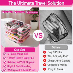 YQBRAO Clear Hard Shell Zipper Case with makeup brushes inside