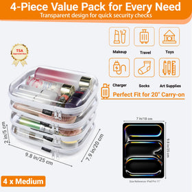 YQBRAO Clear Hard Shell Zipper Case with tech cords