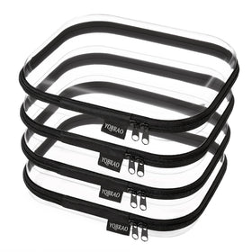 YQBRAO Clear Hard Shell Zipper Cases four medium organizers front view