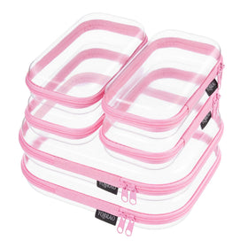 YQBRAO Clear Hard Shell Zipper Cases front view in pink