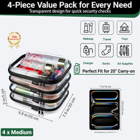 YQBRAO Clear Hard Shell Zipper Cases packed in a travel bag