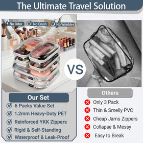YQBRAO Clear Hard Shell Zipper Cases showing organizer set layout