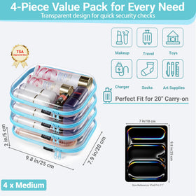 YQBRAO Clear Hard Shell Zipper Cases stacked for storage