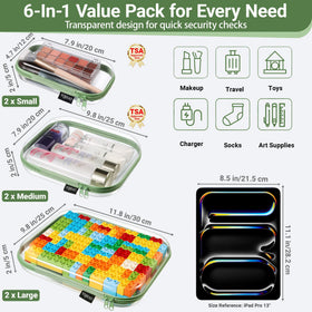 YQBRAO Clear Hard Shell Zipper Cases stacked together