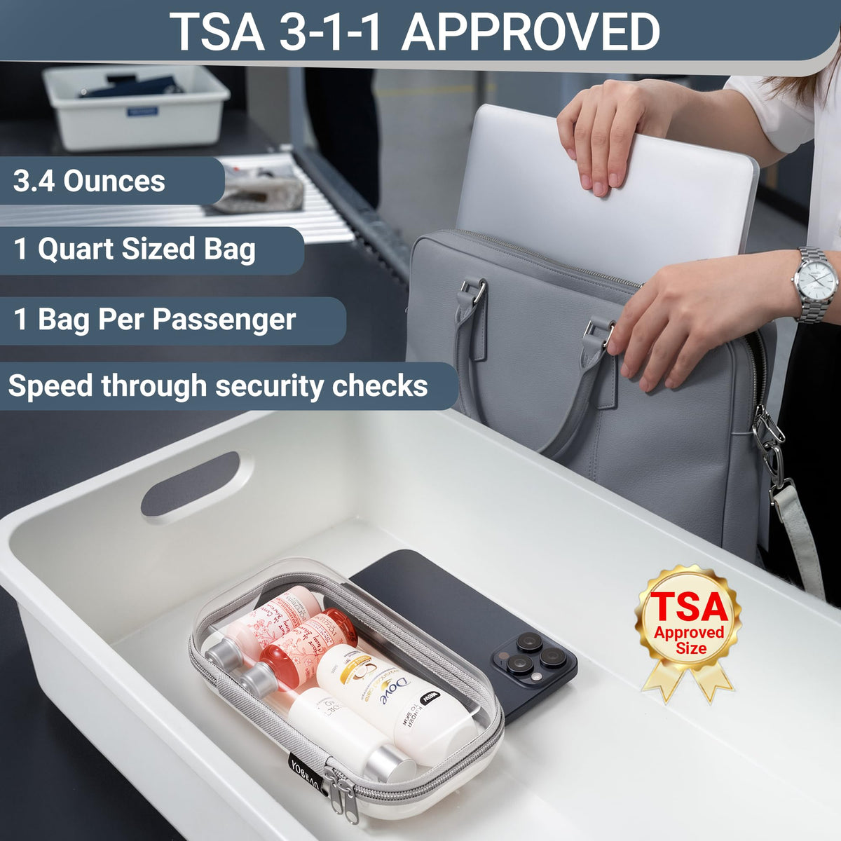 YQBRAO Clear Hard Shell Zipper Cases with TSA compliance label