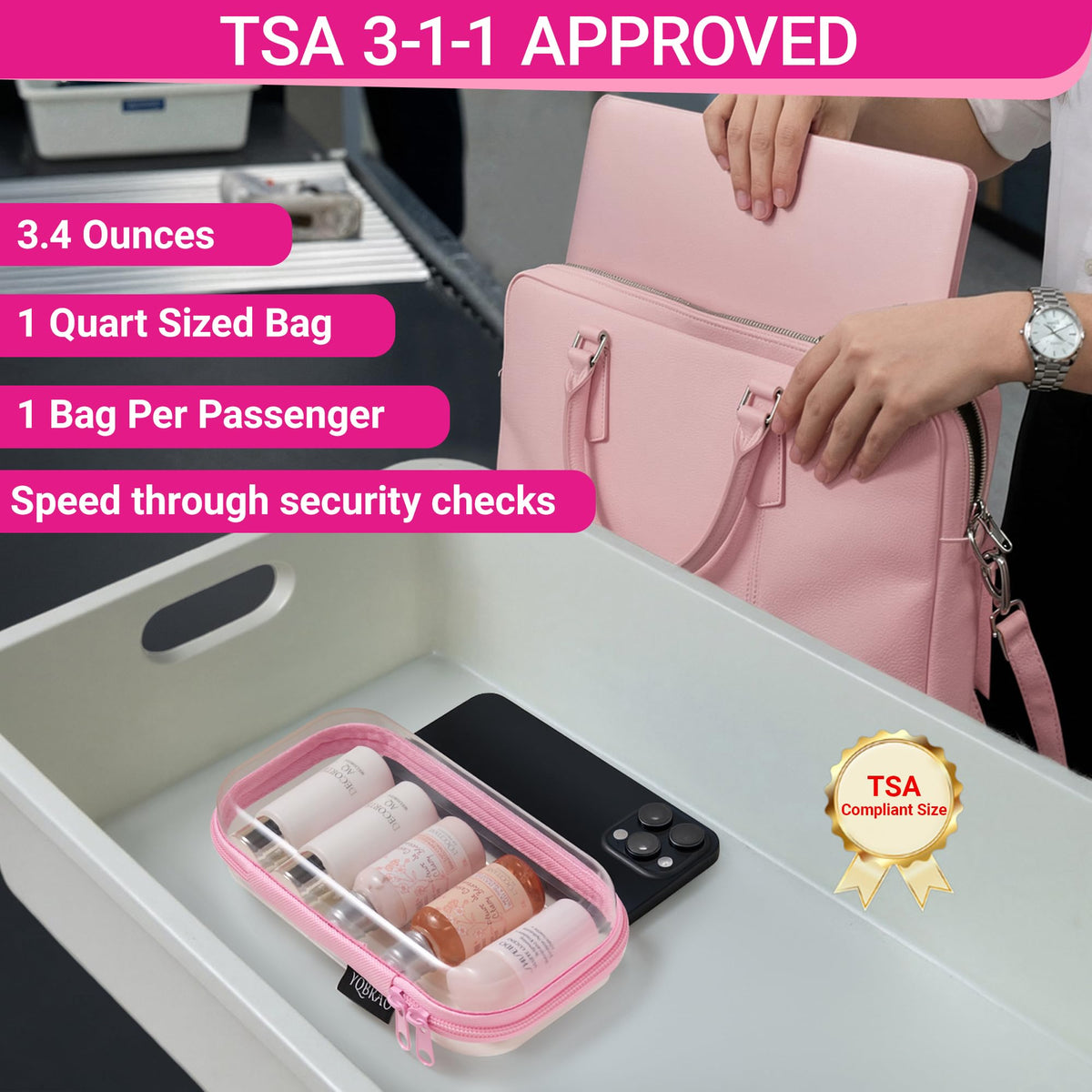 YQBRAO organizer cases on a vanity with beauty tools