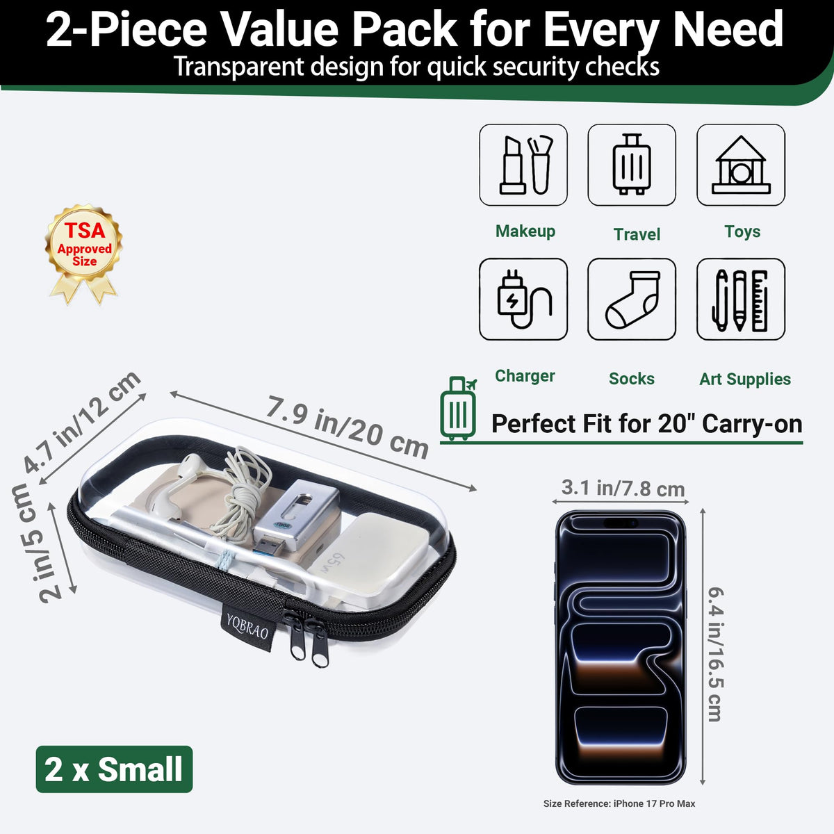 YQBRAO organizers in a travel bag with toiletries