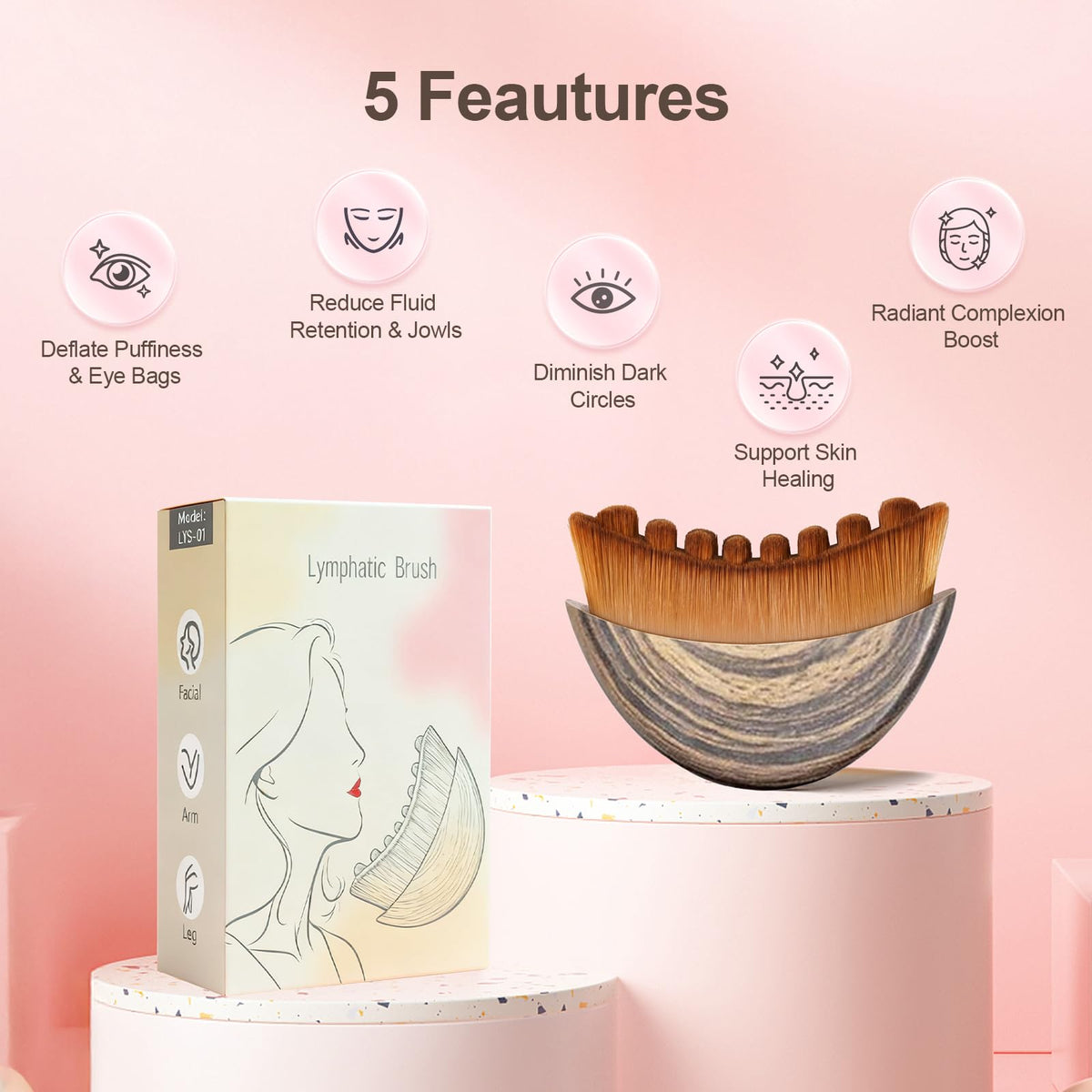 Yqzjjjust Lymphatic Contour Face Brush demonstrating use on the face