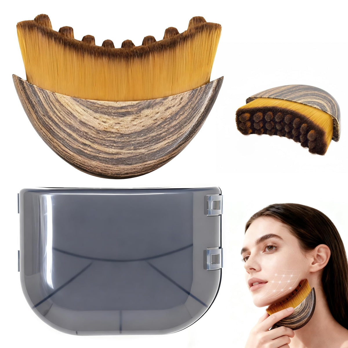 Yqzjjjust Lymphatic Contour Face Brush front view with soft bristles