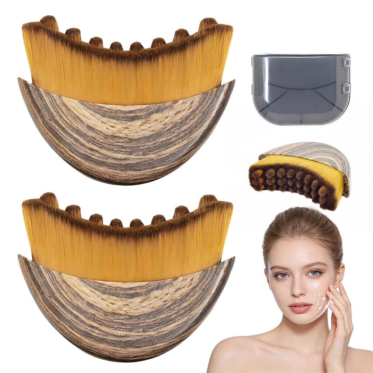Yqzjjjust Lymphatic Contour Face Brush front view with soft bristles