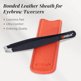 YRBIA Slant Tweezers displayed on a vanity