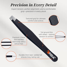 YRBIA Slant Tweezers in travel leather case