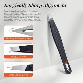 YRBIA Slant Tweezers with embossed non-slip grip