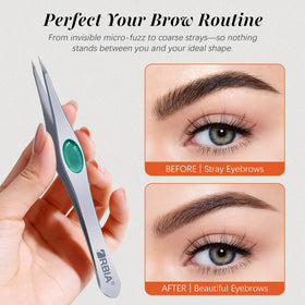 YRBIA tweezers in clear storage tube for travel