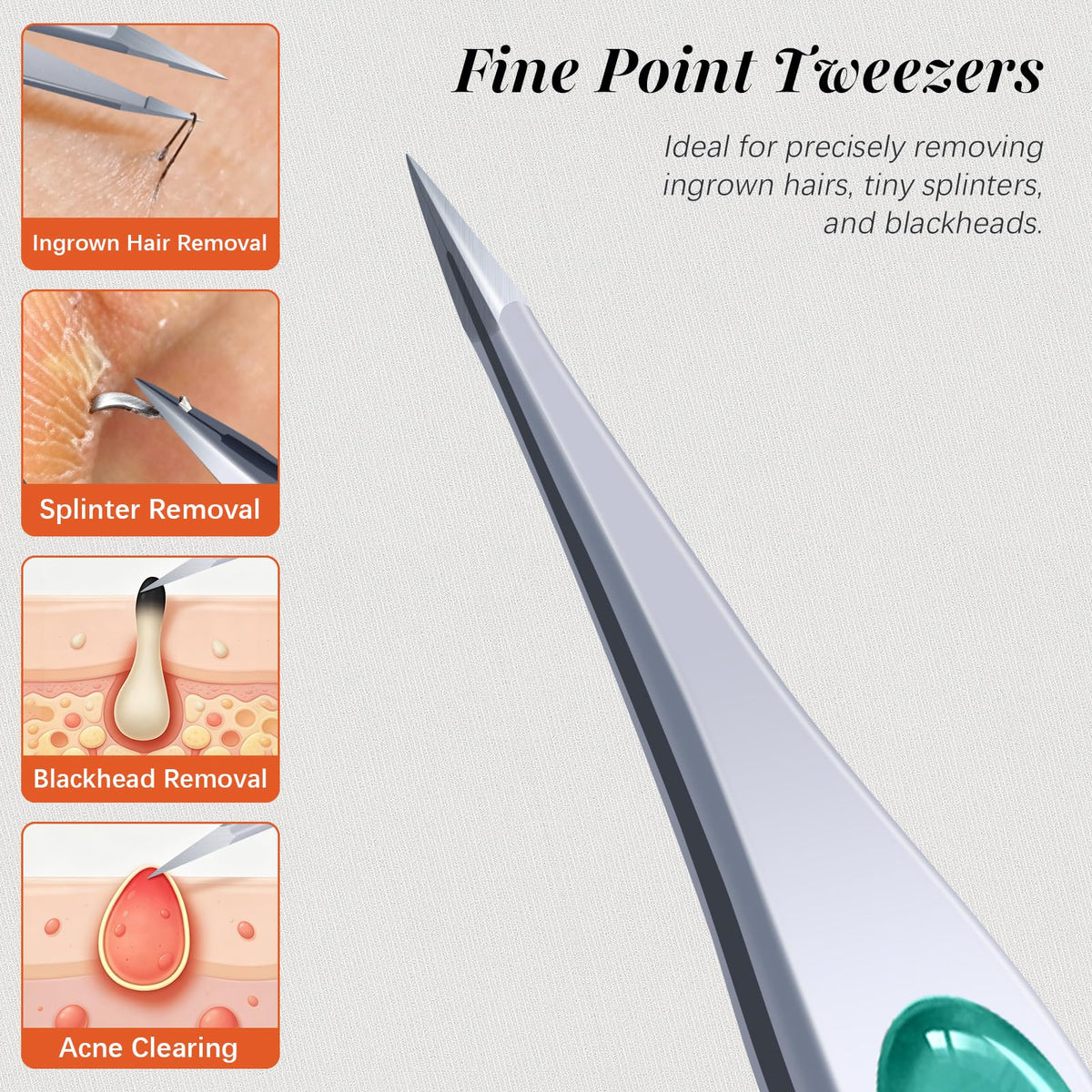 YRBIA tweezers showing slant tip for precise brow shaping