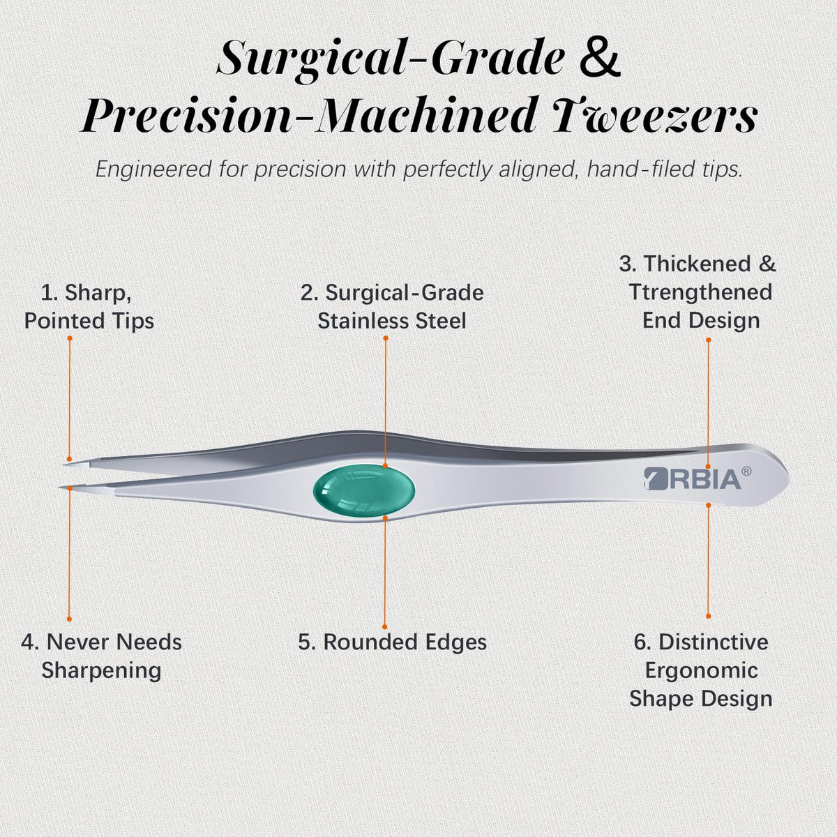 YRBIA tweezers with round tip for delicate touch-ups