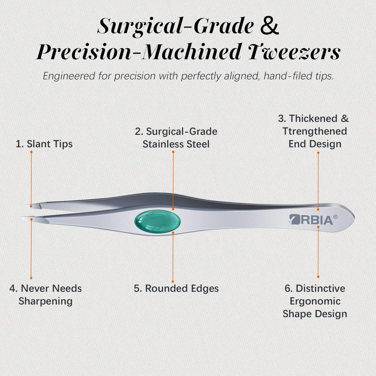 YRBIA Ultra-Precision Tweezers pointed tip detail