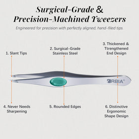 YRBIA Ultra-Precision Tweezers pointed tip detail