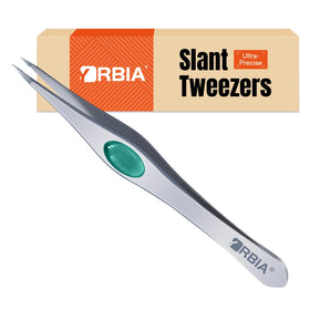 YRBIA ultra-precision tweezers with pointed tips in a branded box