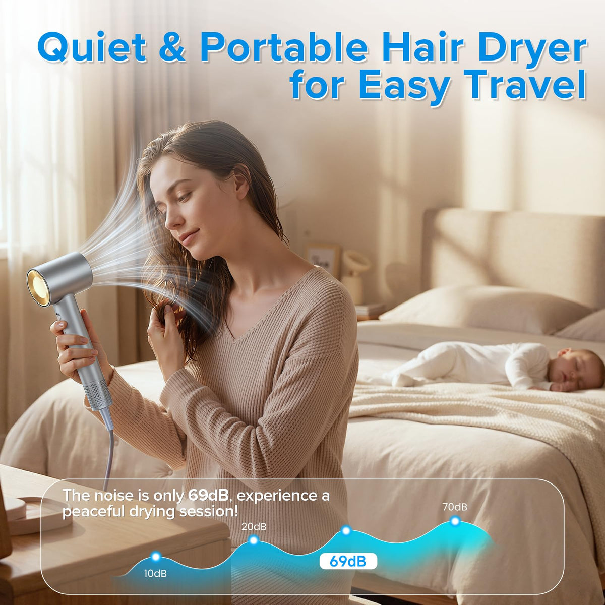 YSATERY Hair Dryer with nozzle attachment for styling