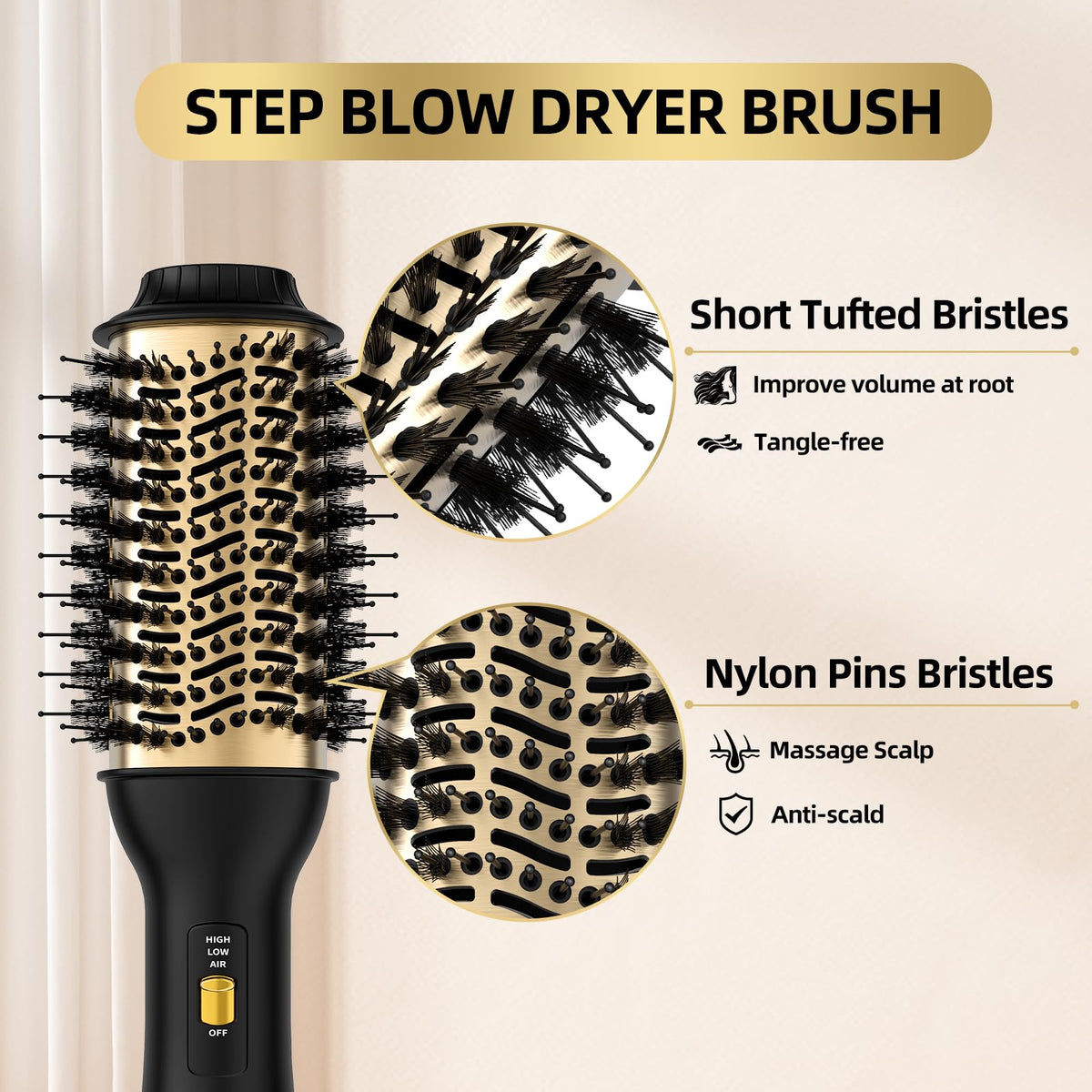 Yucafy 4-in-1 Hot Air Brush in use on straight hair