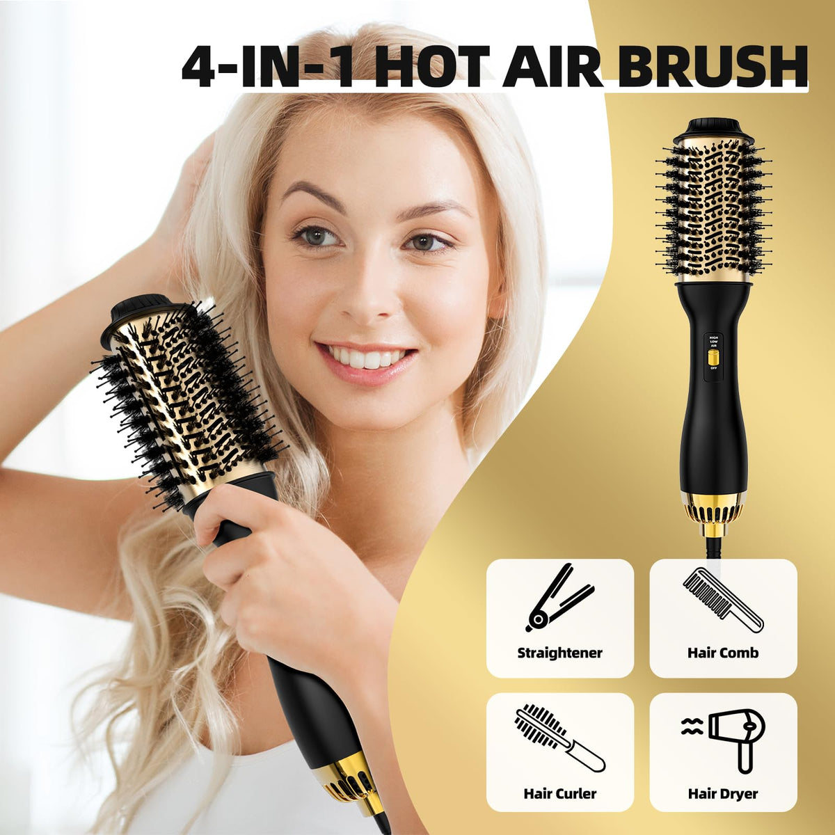 Yucafy Hot Air Brush showing 360° airflow design