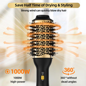Yucafy Hot Air Brush with three heating settings displayed