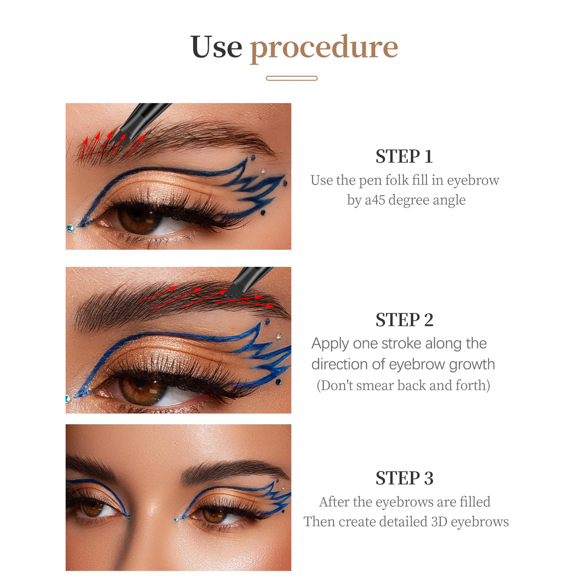 Yulinlon 4-Tip Brow Pen Dark Coffee brush tip close-up