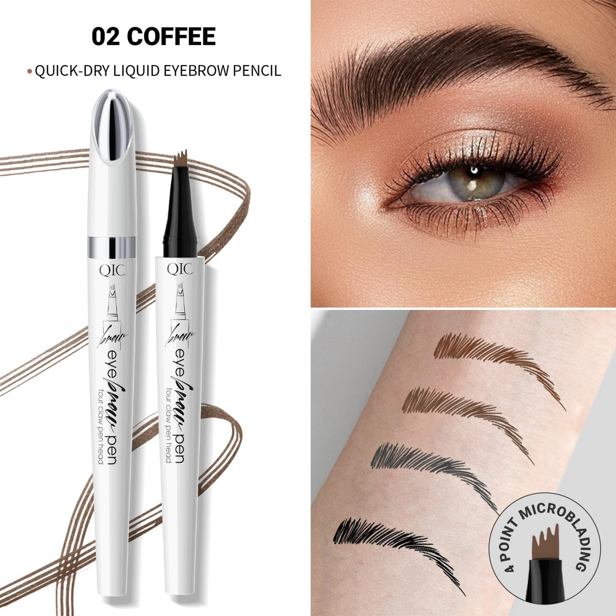 Yulinlon 4-Tip Brow Pen Dark Coffee swatch on skin