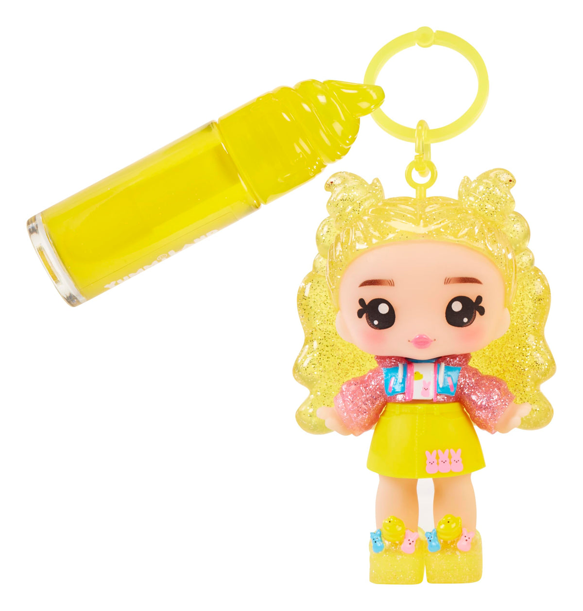 Yummiland Goldie Mallows doll displayed with keychain attachment