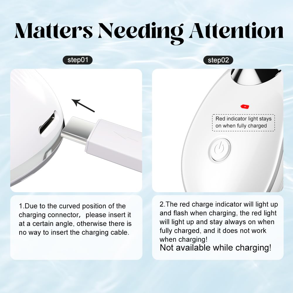 YUNRUO Neck Face Massager Tool showing charging port