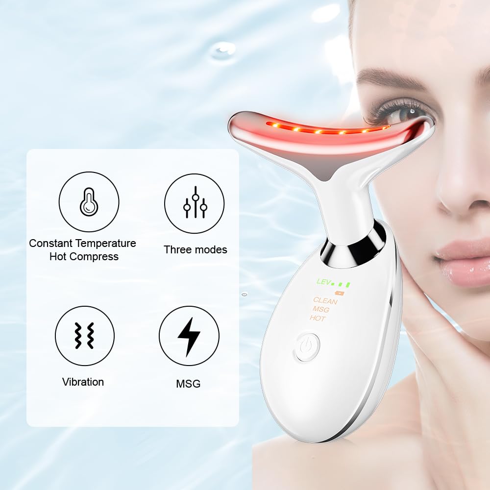 YUNRUO Neck Face Massager Tool showing colour mode indicators