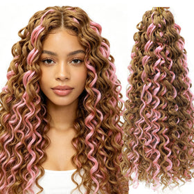 YXCHERISHAIR 18-inch Curly Crochet Hair P27/Pink front view