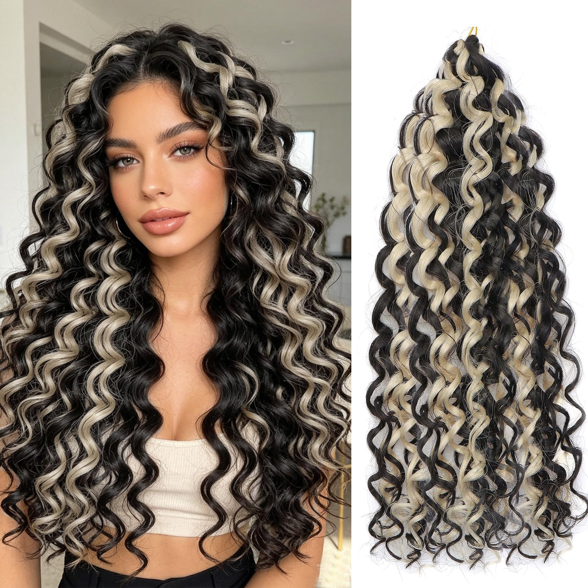 YXCHERISHAIR 18 Inch GoGo Curl Crochet Hair front view