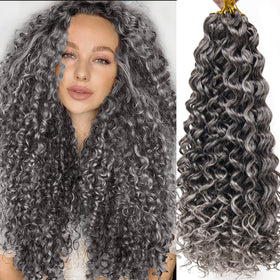 YXCHERISHAIR 8 Packs Curly Crochet Hair 24inch 1B/Grey front view