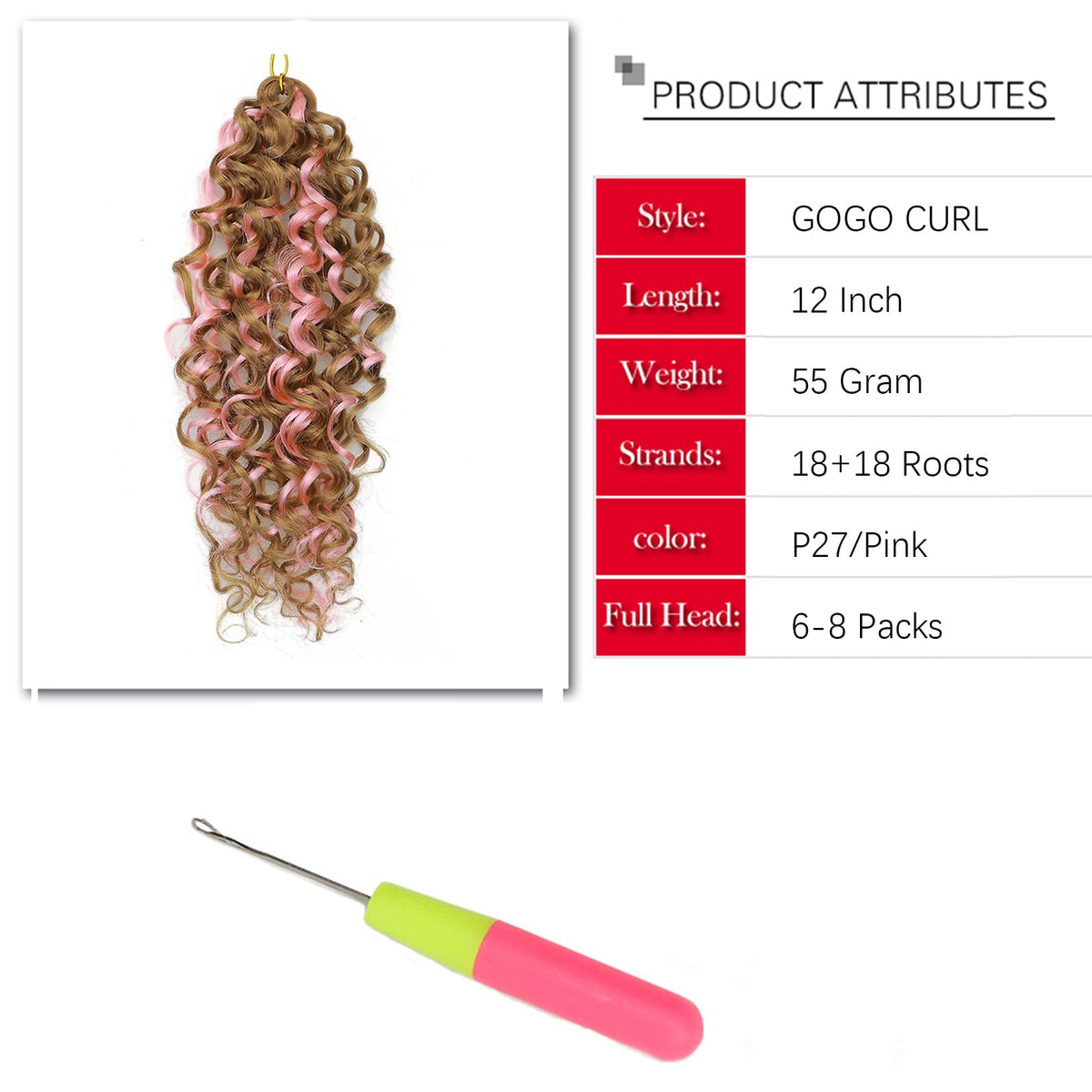 YXCHERISHAIR Curly Crochet Hair 12 Inch GoGo Curl color options