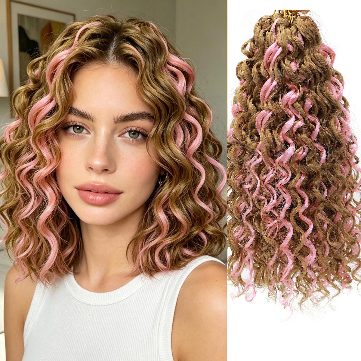 YXCHERISHAIR Curly Crochet Hair 12 Inch GoGo Curl front view