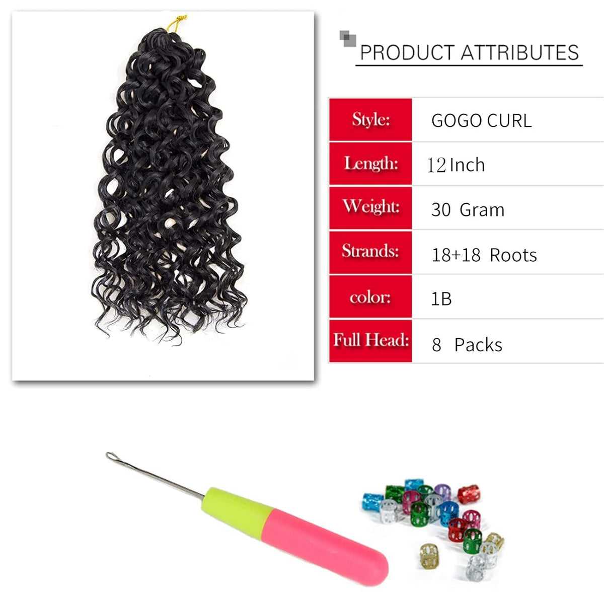 YXCHERISHAIR Curly Crochet Hair 12inch GoGo Curl close-up of texture