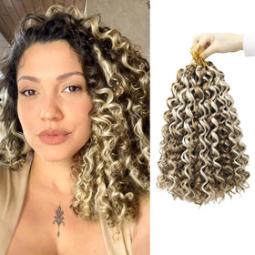 YXCHERISHAIR Curly Crochet Hair 12inch P27/613 front view