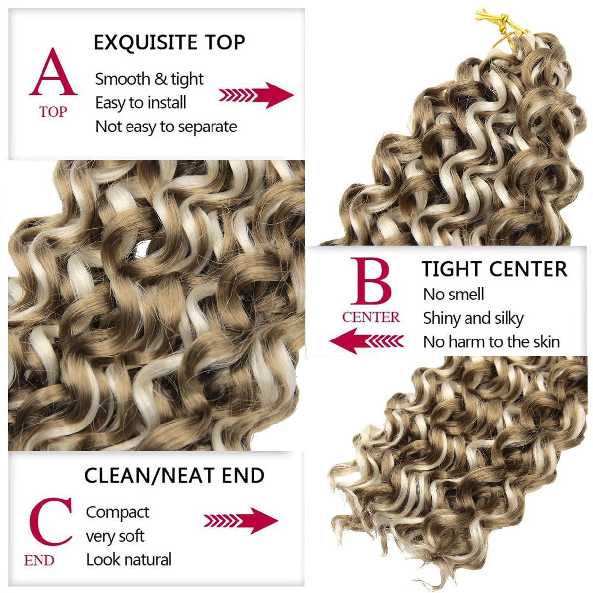 YXCHERISHAIR Curly Crochet Hair 12inch P27/613 styled on a model