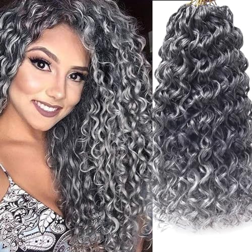 YXCHERISHAIR Curly Crochet Hair 14inch 1B/Grey front view