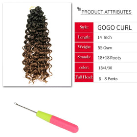 YXCHERISHAIR Curly Crochet Hair 14inch GoGo Curl close-up of curls