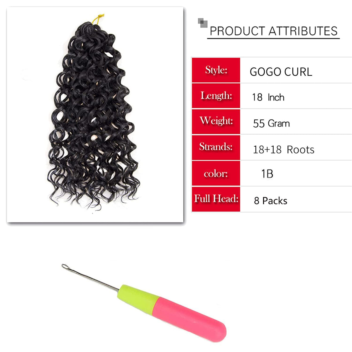 YXCHERISHAIR Curly Crochet Hair 18inch close-up of curls