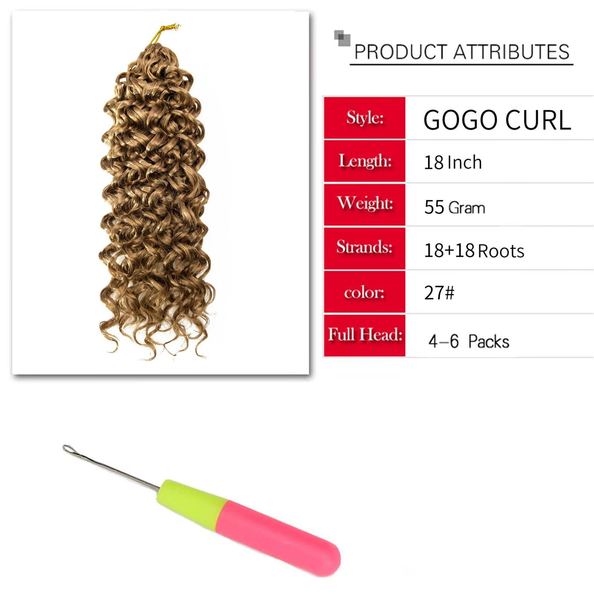 YXCHERISHAIR Curly Crochet Hair 18inch GoGo Curl close-up of curls