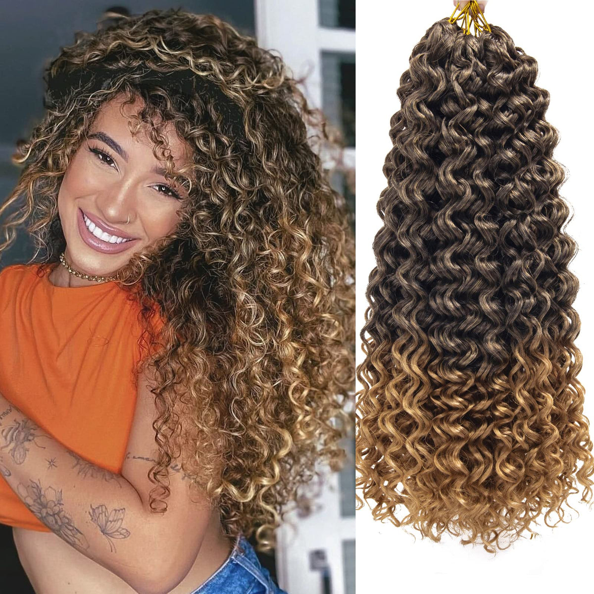 YXCHERISHAIR Curly Crochet Hair 18inch GoGo Curl front view