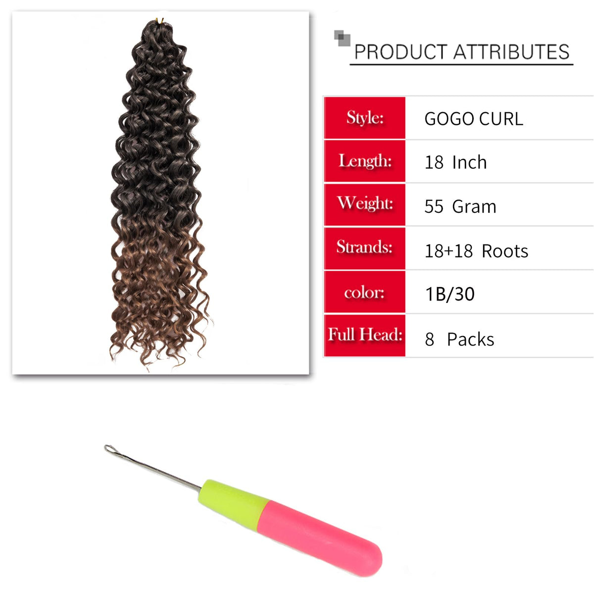 YXCHERISHAIR Curly Crochet Hair 1B/30 close-up of curls