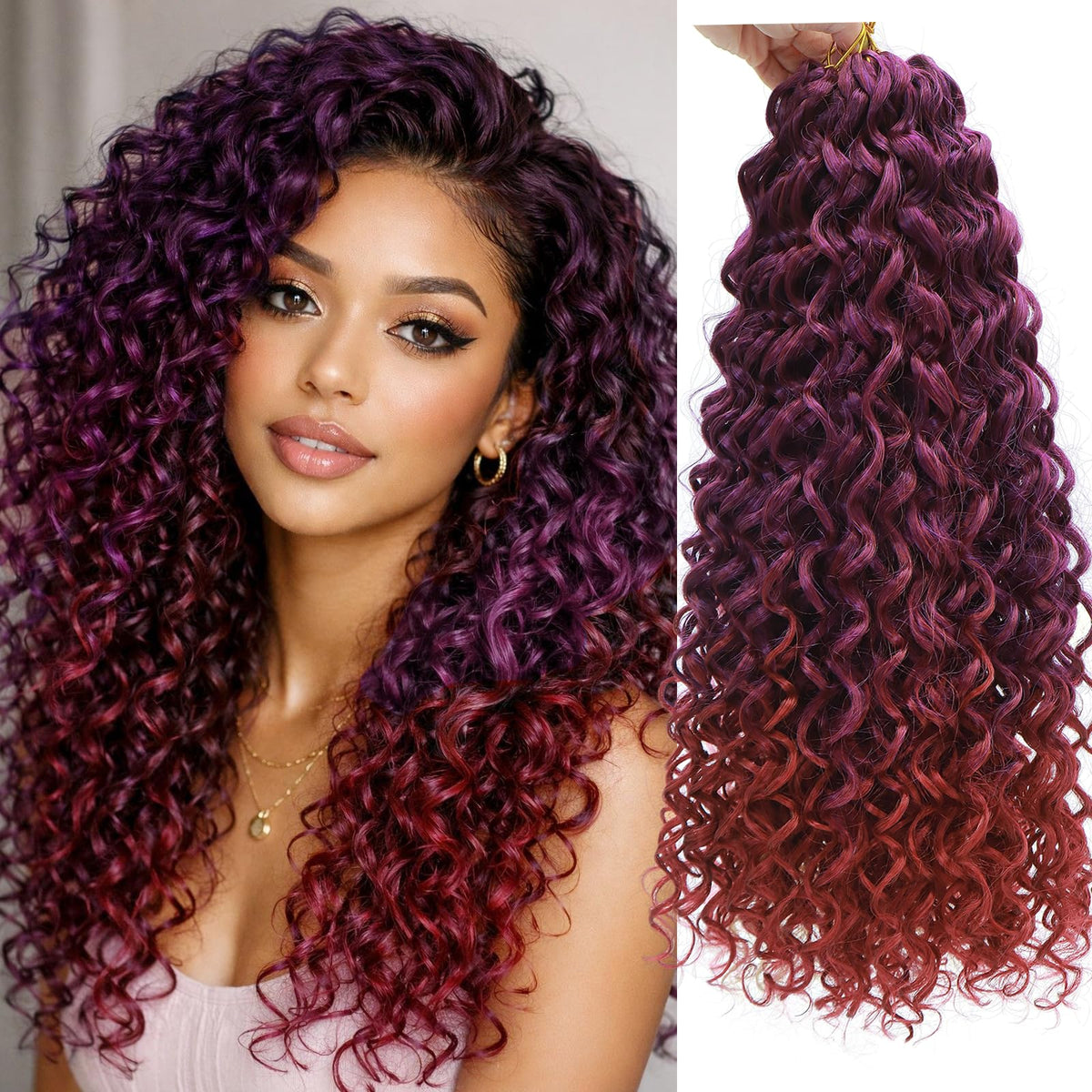 YXCHERISHAIR Curly Crochet Hair 8 Packs GoGo Curl 18 Inch front view