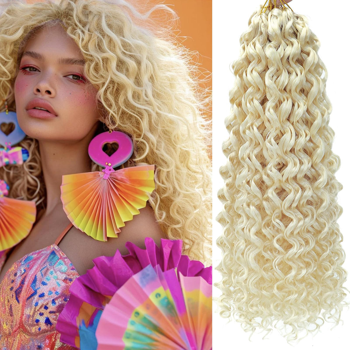 YXCHERISHAIR Curly Crochet Hair 8 Packs GoGo Curl 18inch 613# front view